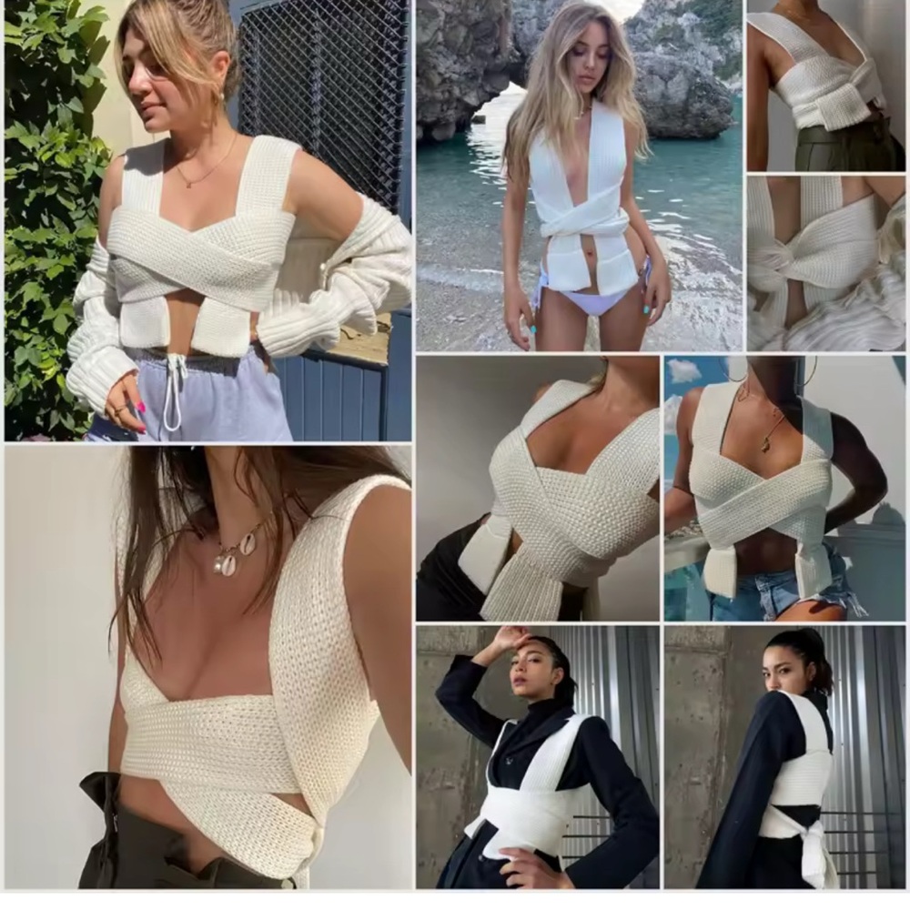 Knitted Multi Wear Crop Top - Picture 2 of 6